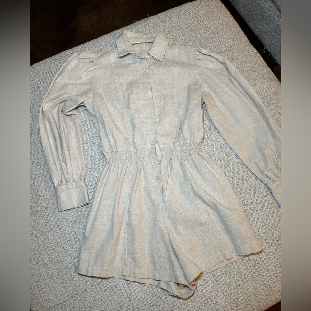 Linen Long Sleeve Romper
